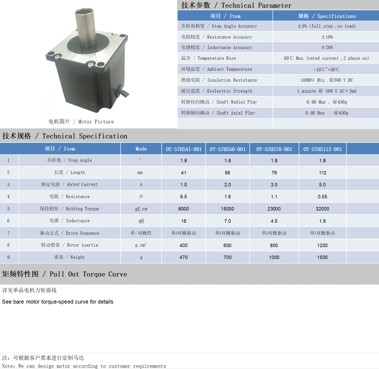 57系列空心轴电机技术参数 57系列空心轴电机技术参数